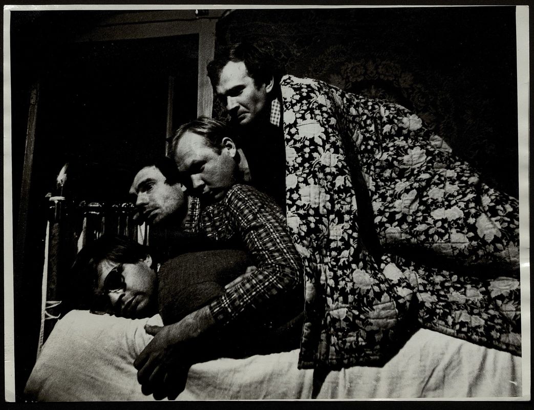 Evgeny Yuffit in a necrorealist scene with S. Chernov, A. Mertvyi, and Yu. Tsyrkul