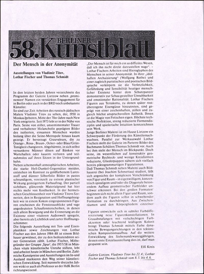 Berliner Kunstblatt. — 1988. no. 58